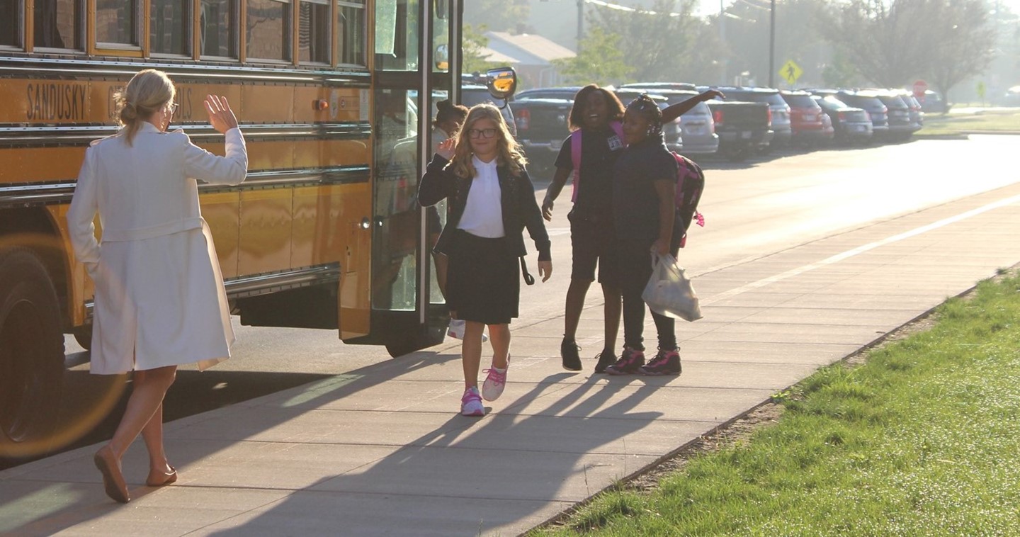 Students Getting off Bus